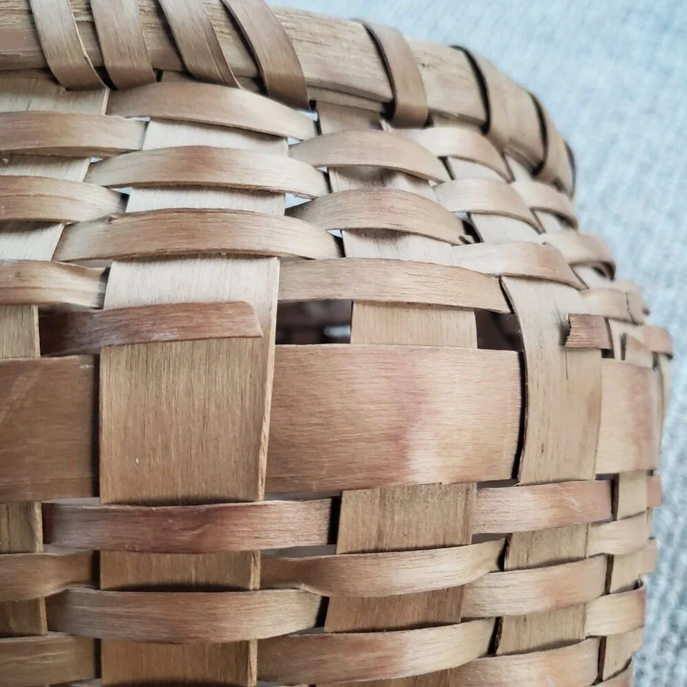Antique Square To Round Splint Basket Bent Wood Swing Handle